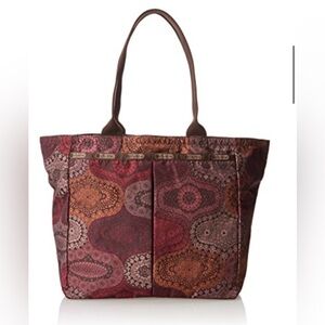 LeSportsac Everygirl Paisley Tote Waxed Nylon paisley pink & purple XL Travel